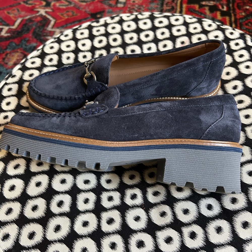 Johnston & Murphy Navy Suede Loafers - Picture 4 of 5